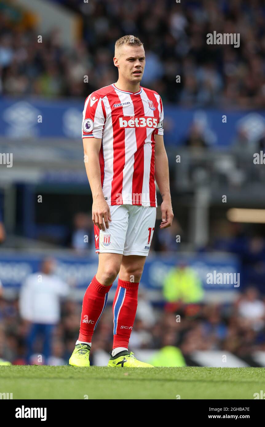 Ryan Shawcross di Stoke in azione durante la prima partita di campionato al Goodison Park, Liverpool. Data foto 12 agosto 2017. Il credito dovrebbe essere: David Klein/Sportimage via PA Images Foto Stock