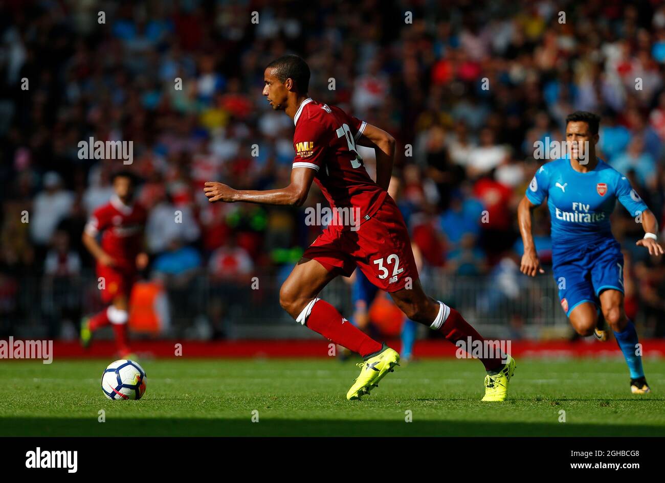 Joel MATIP di Liverpool in azione durante la prima partita di campionato all'Anfield Stadium, Liverpool. Data foto 27 agosto 2017. Il credito d'immagine dovrebbe leggere: Paul Thomas/Sportimage via PA Images Foto Stock