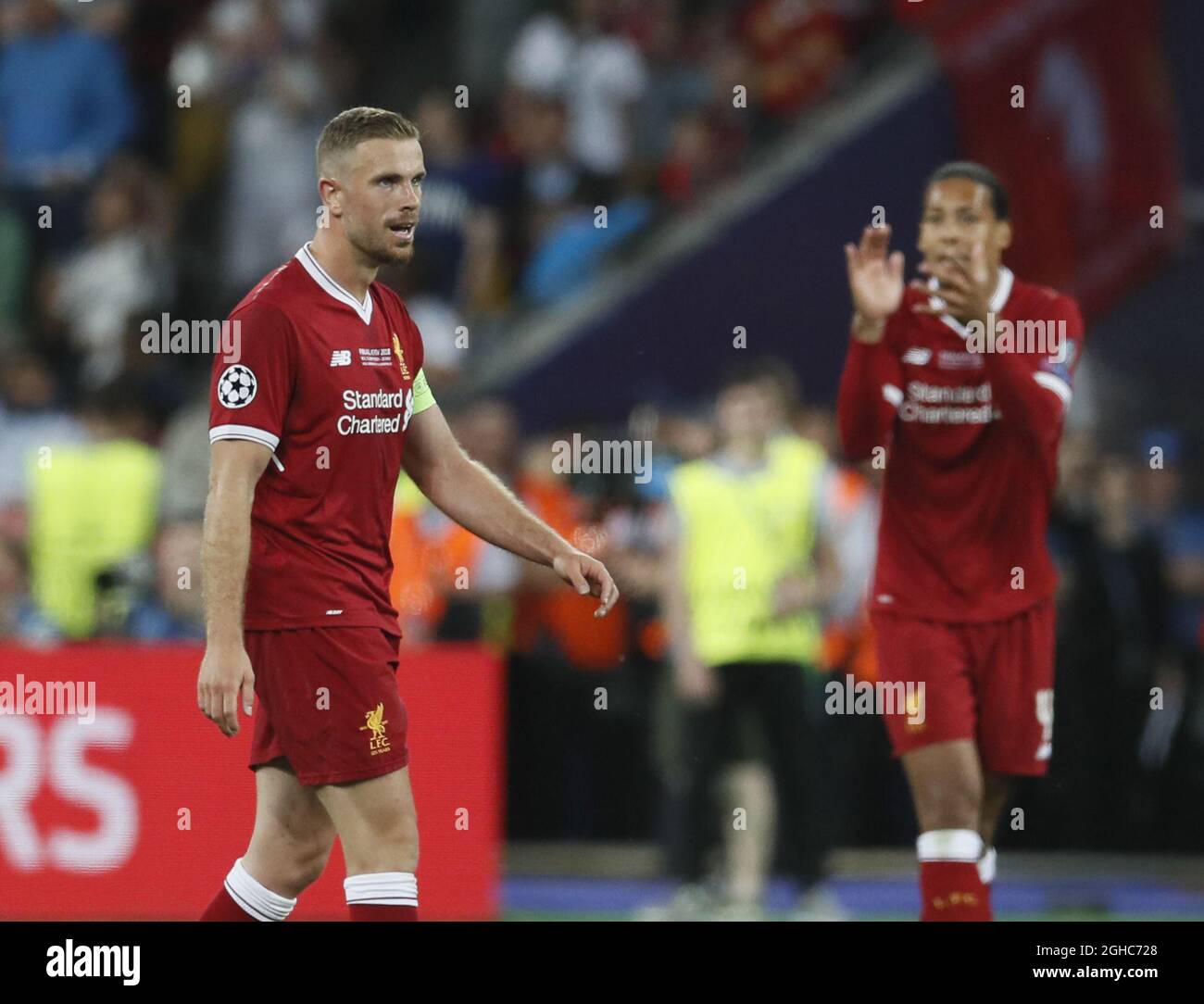 Jordan Henderson di Liverpool è stato abbattuto durante la partita finale della UEFA Champions League al NSK Olimpiyskiy Stadium di Kiev. Data foto 26 maggio 2018. Il credito dovrebbe essere: David Klein/Sportimage via PA Images Foto Stock