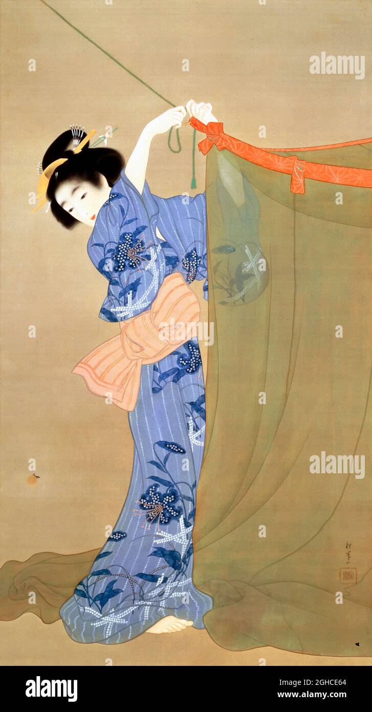 Firefly dell'artista giapponese, Uemura Shōen (1875-1949), colore su seta, 1913 Foto Stock