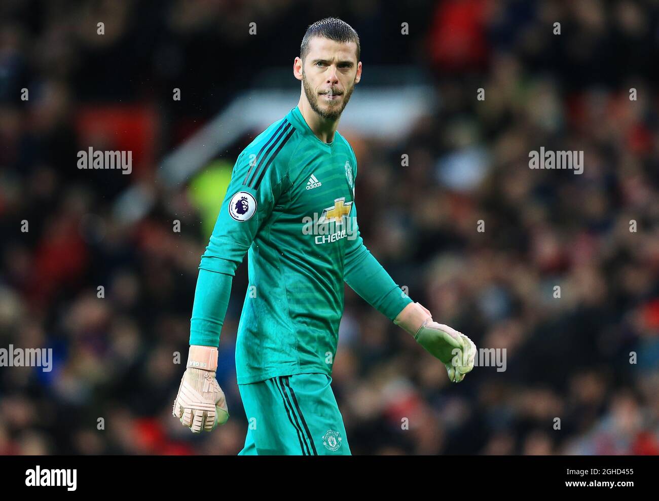 David de Gea del Manchester United durante la partita della Premier League a Old Trafford, Manchester. Data foto: 8 dicembre 2018. Il credito dovrebbe essere: Matt McNulty/Spaltimage via PA Images Foto Stock