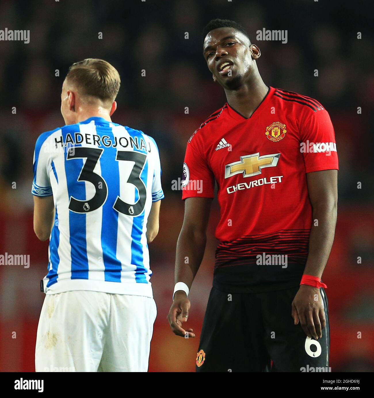 Paul Pomba del Manchester United sembra sconsolato durante la partita della Premier League a Old Trafford, Manchester. Data foto: 26 dicembre 2018. Il credito dovrebbe essere: Matt McNulty/Spaltimage via PA Images Foto Stock