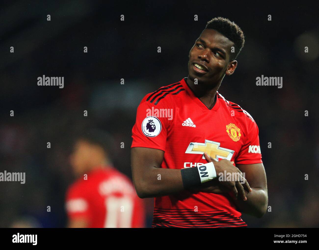 Paul Pomba del Manchester United festeggia dopo aver segnato il suo primo gol durante la partita della Premier League a Old Trafford, Manchester. Data foto: 30 dicembre 2018. Il credito dovrebbe essere: Matt McNulty/Spaltimage via PA Images Foto Stock