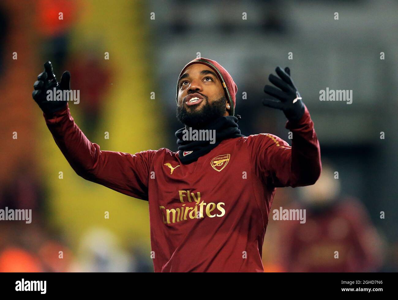 Alexandre Lacazette dell'Arsenal reagisce durante la Emirates fa Cup, terza partita a Bloomfield Road, Blackpool. Data foto: 5 gennaio 2019. Il credito dovrebbe essere: Matt McNulty/Spaltimage via PA Images Foto Stock