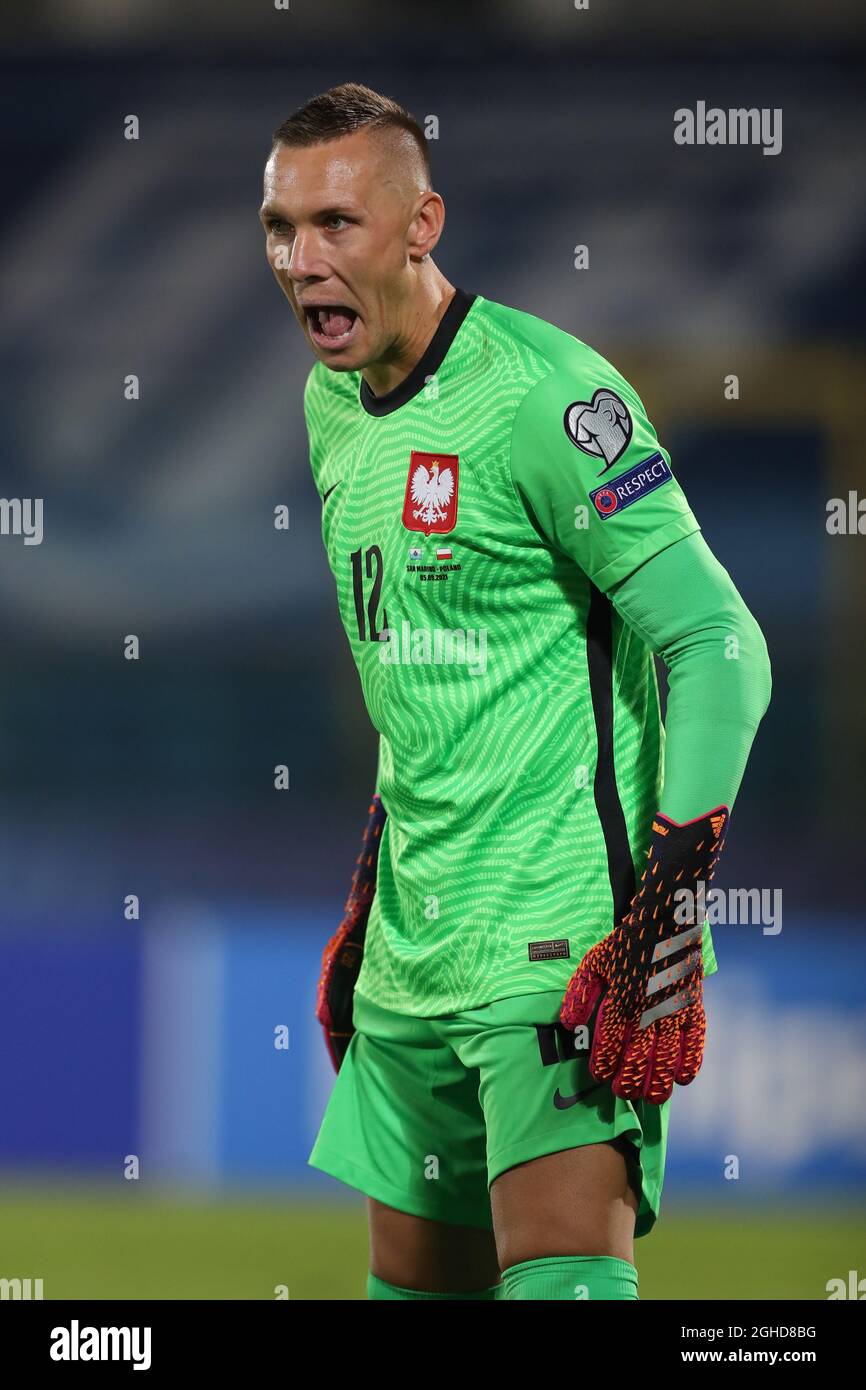 Serravalle, Italia, 5 settembre 2021. Lukas Skorupski di Polonia reagisce durante la partita di qualificazione della Coppa del mondo FIFA allo stadio San Marino di Serravalle. Il credito d'immagine dovrebbe essere: Jonathan Moscrop / Sportimage Foto Stock