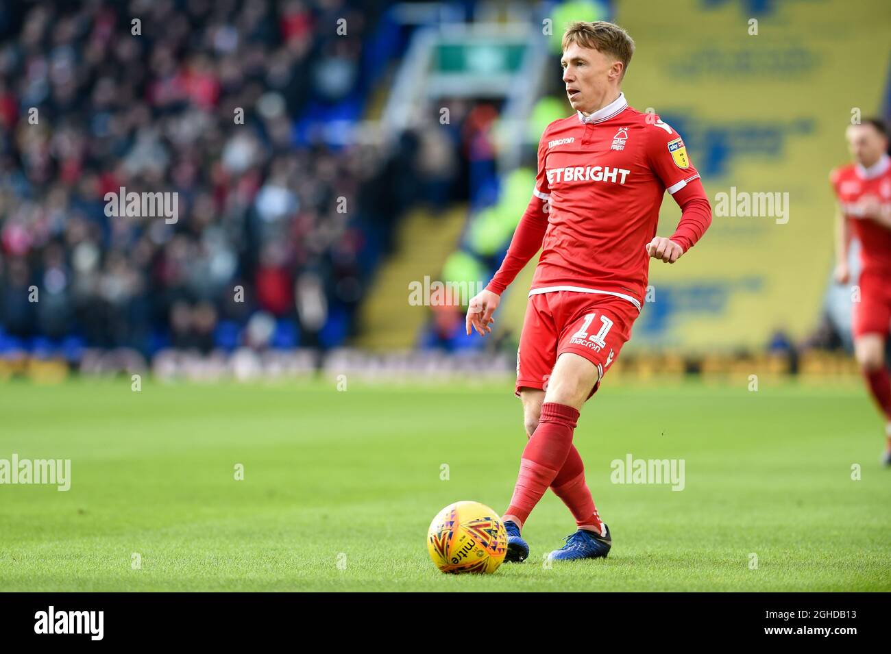 Ben Osborn di Nottingham Forest durante la partita del campionato Sky Bet al St Andrew's Trillion Trophy Stadium di Birmingham. Data foto: 2 febbraio 2019. Il credito dell'immagine dovrebbe leggere: Harry Marshall/Sportimage via PA Images Foto Stock