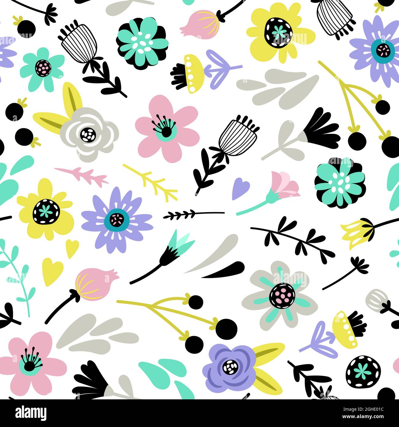 Scandinavian vettore floreale carino motivo senza cuciture Illustrazione Vettoriale