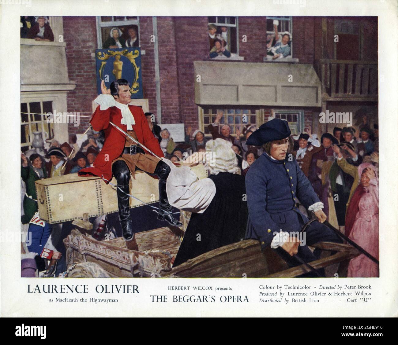 LAURENCE OLIVIER come Capitano MacHeath nel BEGGAR'S OPERA 1953 regista PETER BROOK libretto John Gay scrittori Denis Cannan e Christopher Fry musica Arthur Bliss costume design Georges Wakhevitch Herbert Wilcox Productions / British Lion Film Corporation Foto Stock