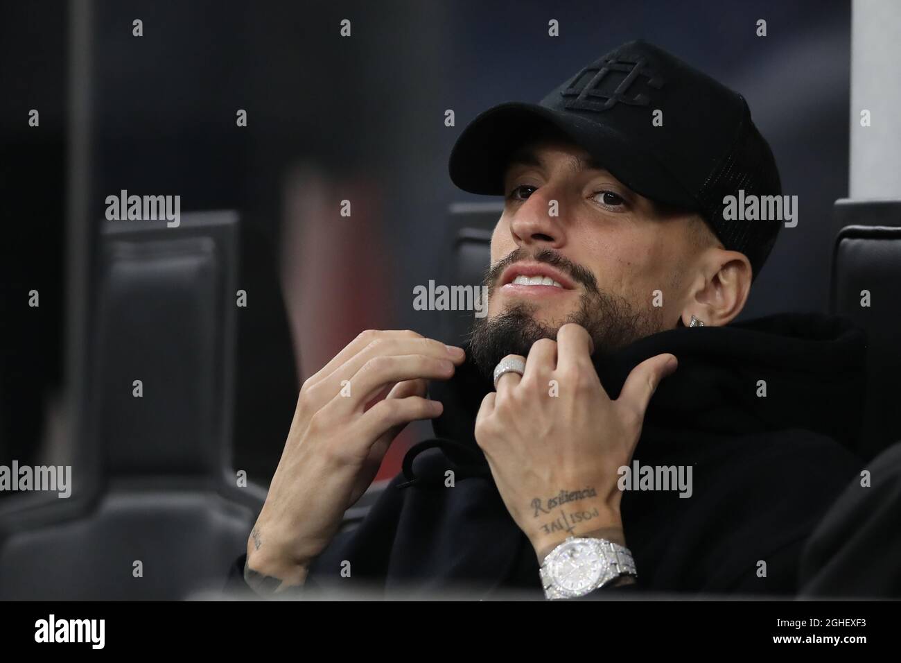 Samuel Castillejo dell'AC Milan raffigurato nell'area executive prima della partita della Serie A a a Giuseppe Meazza, Milano. Data foto: 20 ottobre 2019. Il credito d'immagine dovrebbe essere: Jonathan Moscrop/Sportimage via PA Images Foto Stock