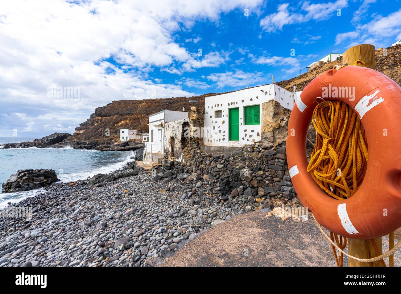 Piccolo villaggio di pescatori di El Puertito de Los Molinos, Tefia, Fuerteventura, Isole Canarie, Spagna Foto Stock