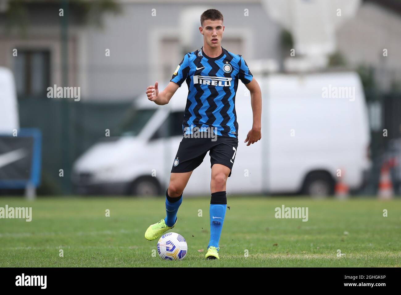 Cesare Casadei di Internazionale durante la Primavera 1 al Suning Youth Development Center di Milano. Data foto: 3 ottobre 2020. Il credito d'immagine dovrebbe essere: Jonathan Moscrop/Sportimage via PA Images Foto Stock