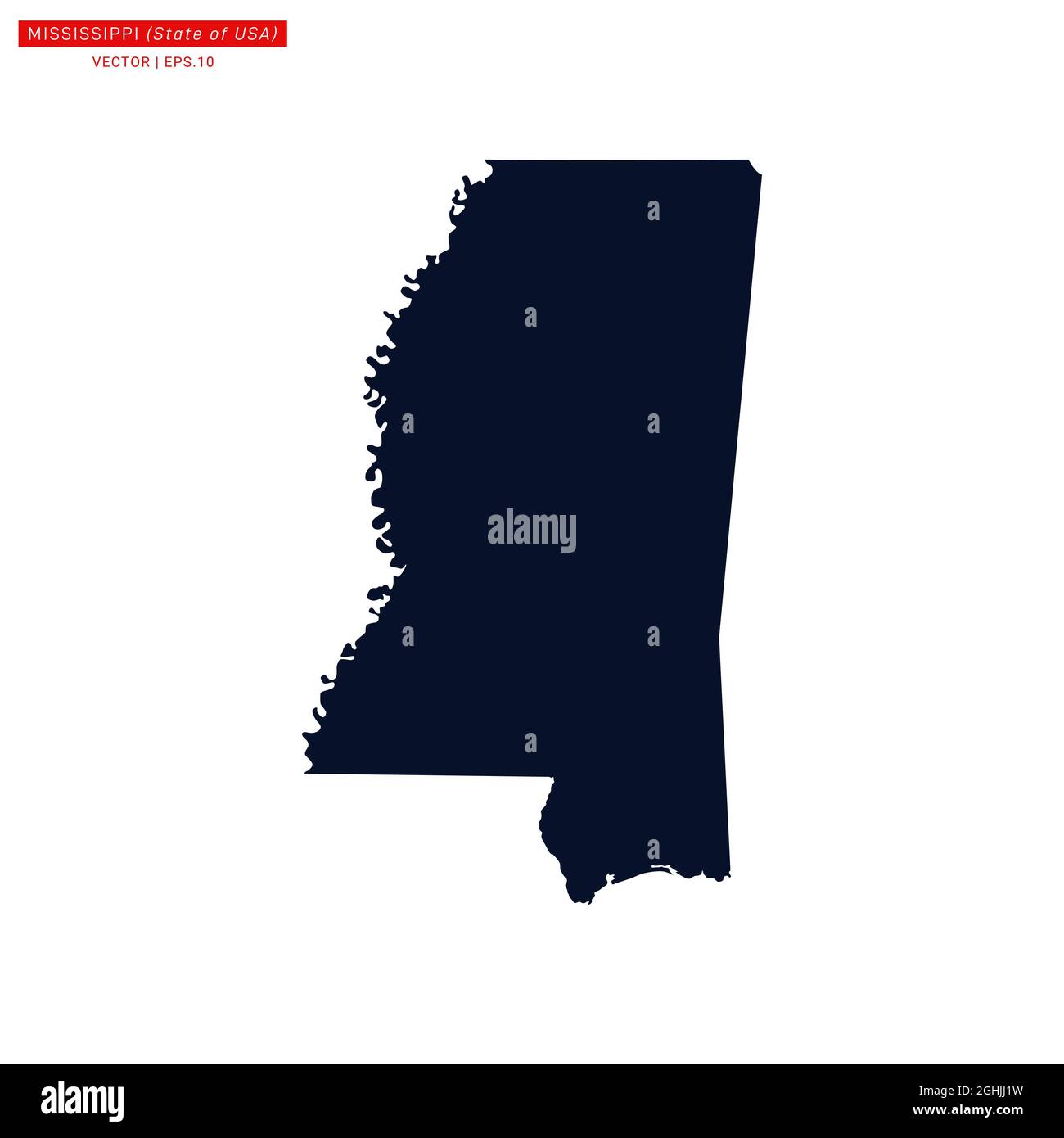 Modello di disegno di illustrazione del vettore mappa del Mississippi (USA). Vettore eps 10. Illustrazione Vettoriale