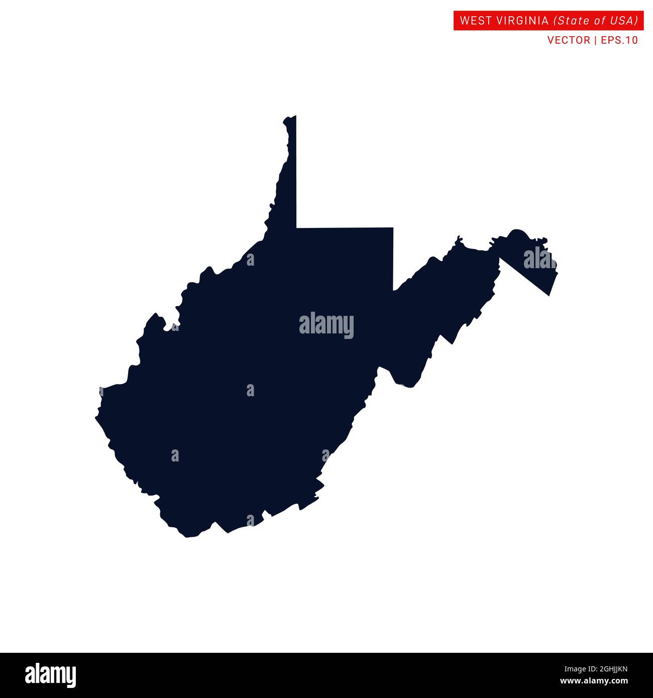 West Virginia (USA) Map Vector Stock Illustration Design Template. Vettore eps 10. Illustrazione Vettoriale