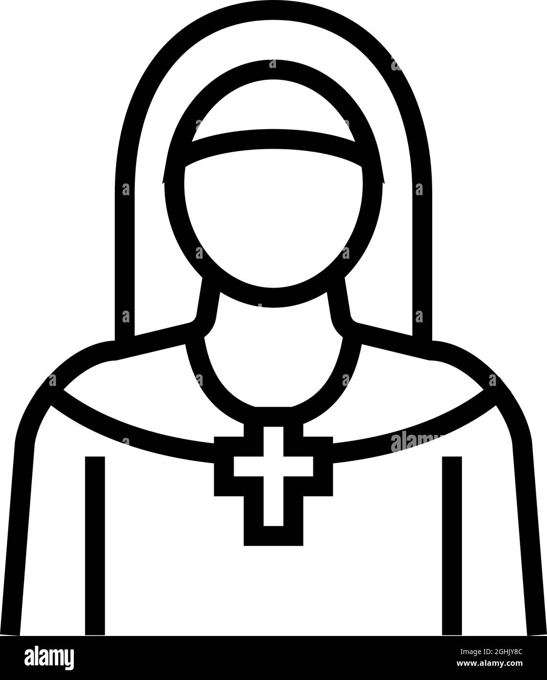 nun illustrazione vettoriale di icona di linea del cristianesimo Illustrazione Vettoriale