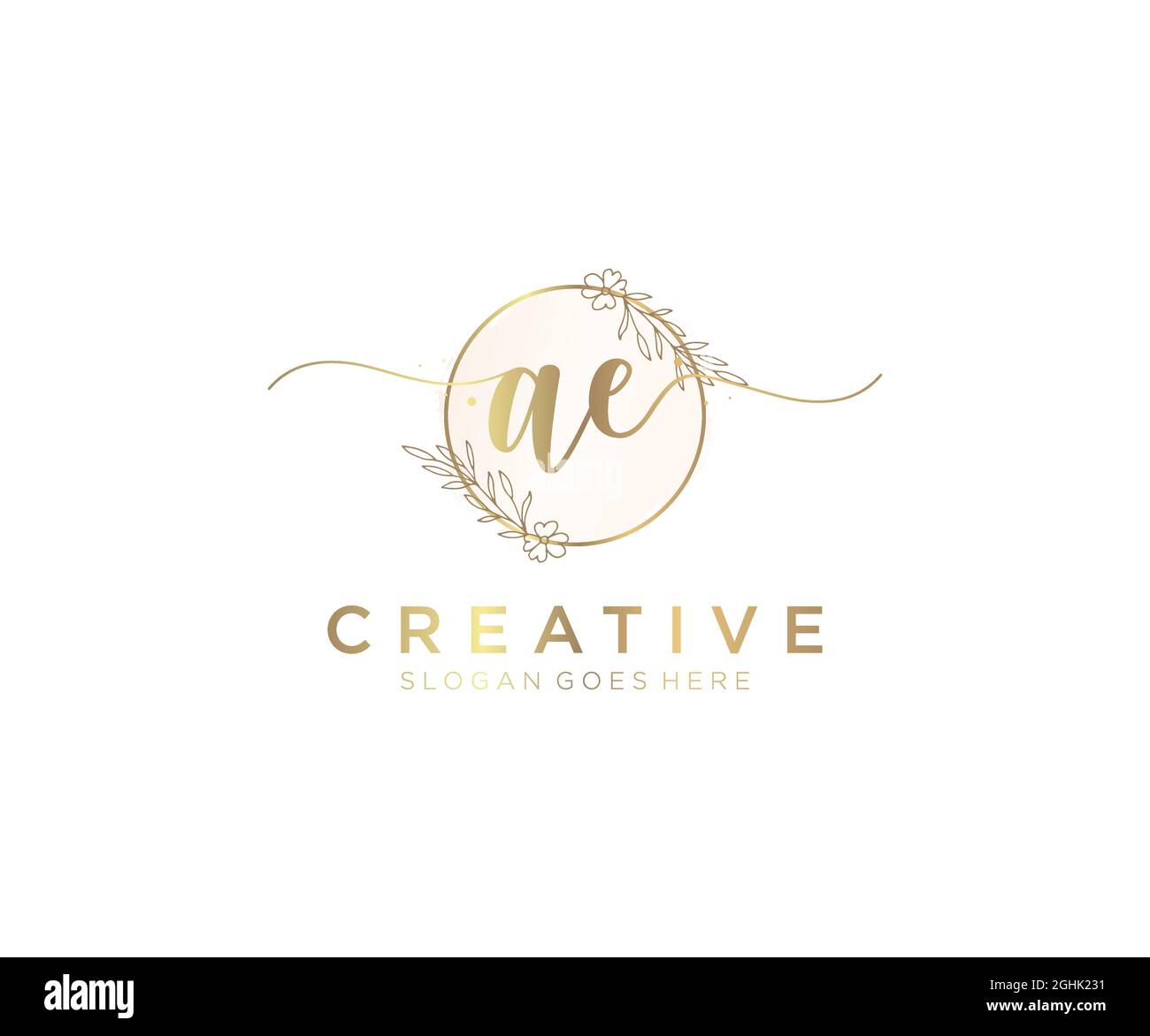 AE monogramma di bellezza del logo Femminile e design elegante del logo, logo di scrittura a mano della firma iniziale, matrimonio, moda, floreale e botanico con creativo Illustrazione Vettoriale