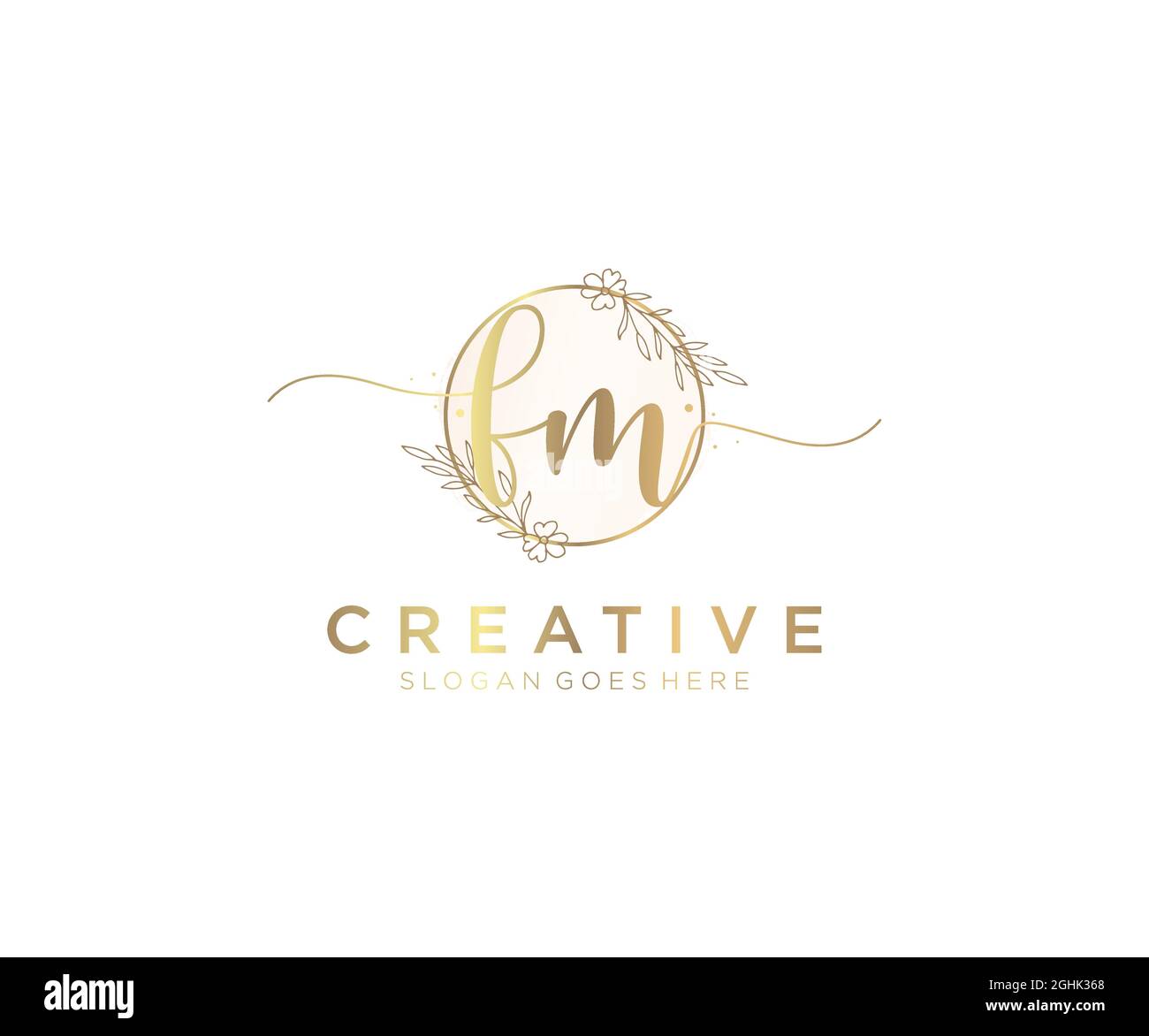Monogramma di bellezza con logo FM Femminile e design elegante con logo, logo scritto a mano della firma iniziale, matrimonio, moda, floreale e botanico con creatività Illustrazione Vettoriale