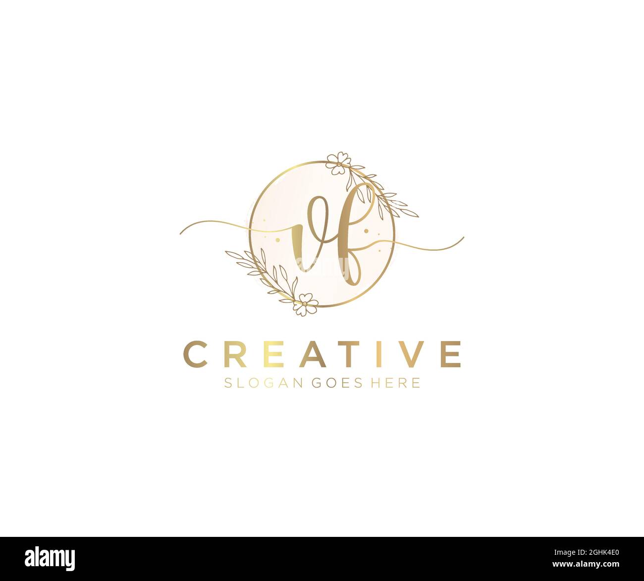 VF Monogramma di bellezza e logo femminile elegante design, scritta a mano logo di firma iniziale, matrimonio, moda, floreale e botanico con creativo Illustrazione Vettoriale