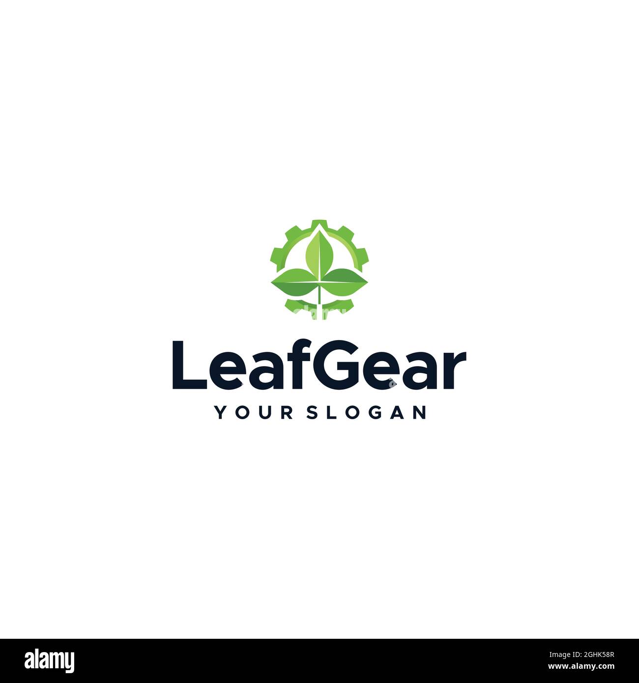 LeafGear dal design minimalista con logo ovale Illustrazione Vettoriale