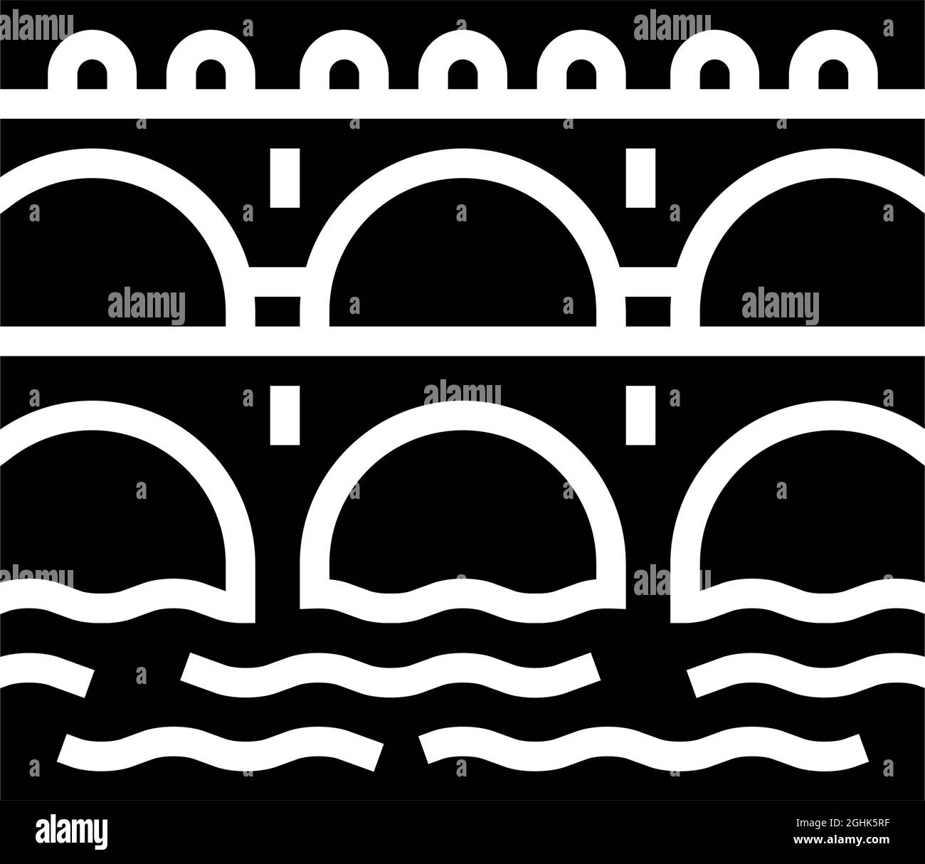 acquedotto antica roma costruzione glifo icona vettore illustrazione Illustrazione Vettoriale