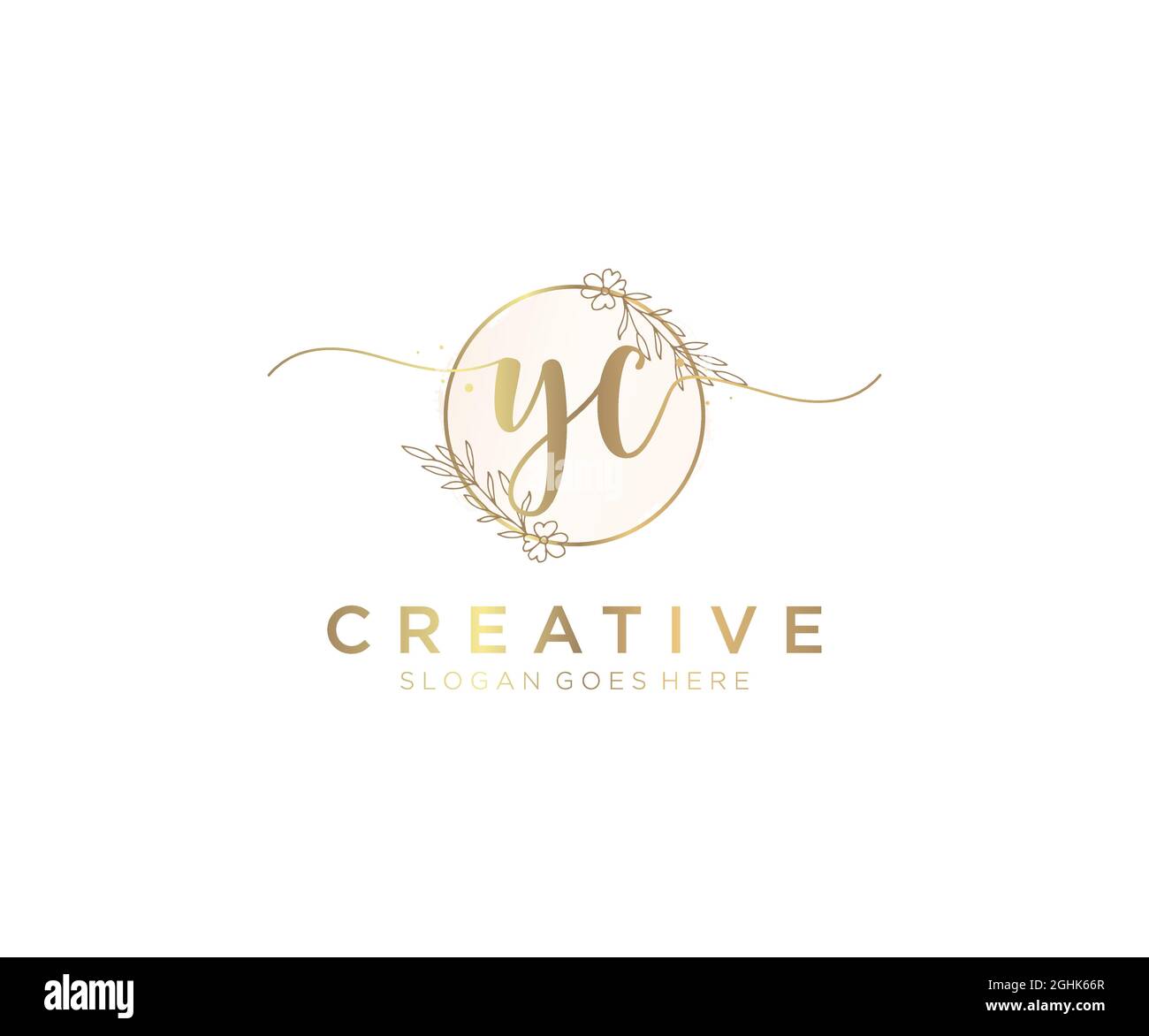 Logo YC Femminile monogramma di bellezza e design elegante logo, scritta a mano logo di firma iniziale, matrimonio, moda, floreale e botanico con creativo Illustrazione Vettoriale