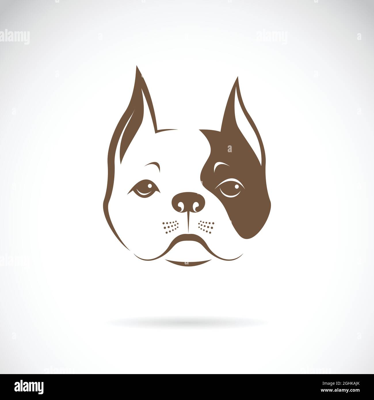 Vettore di un volto di cane su sfondo bianco. Bulldog. Logo animale. Illustrazione Vettoriale