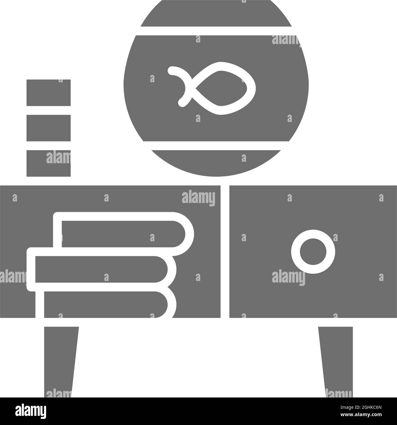Acquario sul comodino icona grigia. Isolato su sfondo bianco Illustrazione Vettoriale