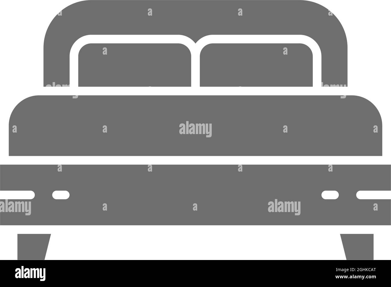 Letto matrimoniale icona grigia. Isolato su sfondo bianco Illustrazione Vettoriale