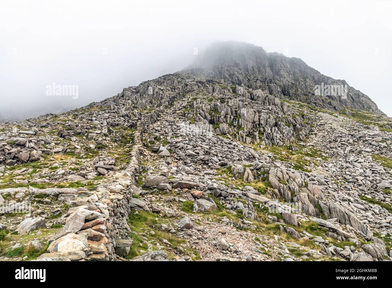 Parete rocciosa della montagna di Tryfan in CWM Idwal Riserva Naturale, Snowdonia, Galles Regno Unito Foto Stock