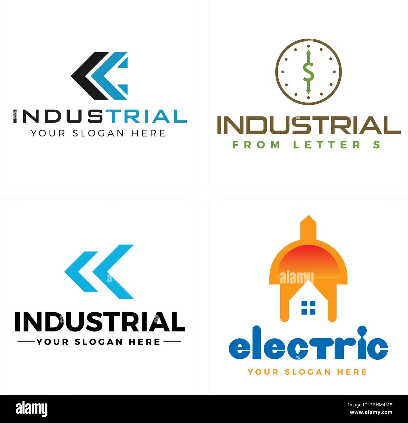 Design del logo della società elettrica industriale Illustrazione Vettoriale