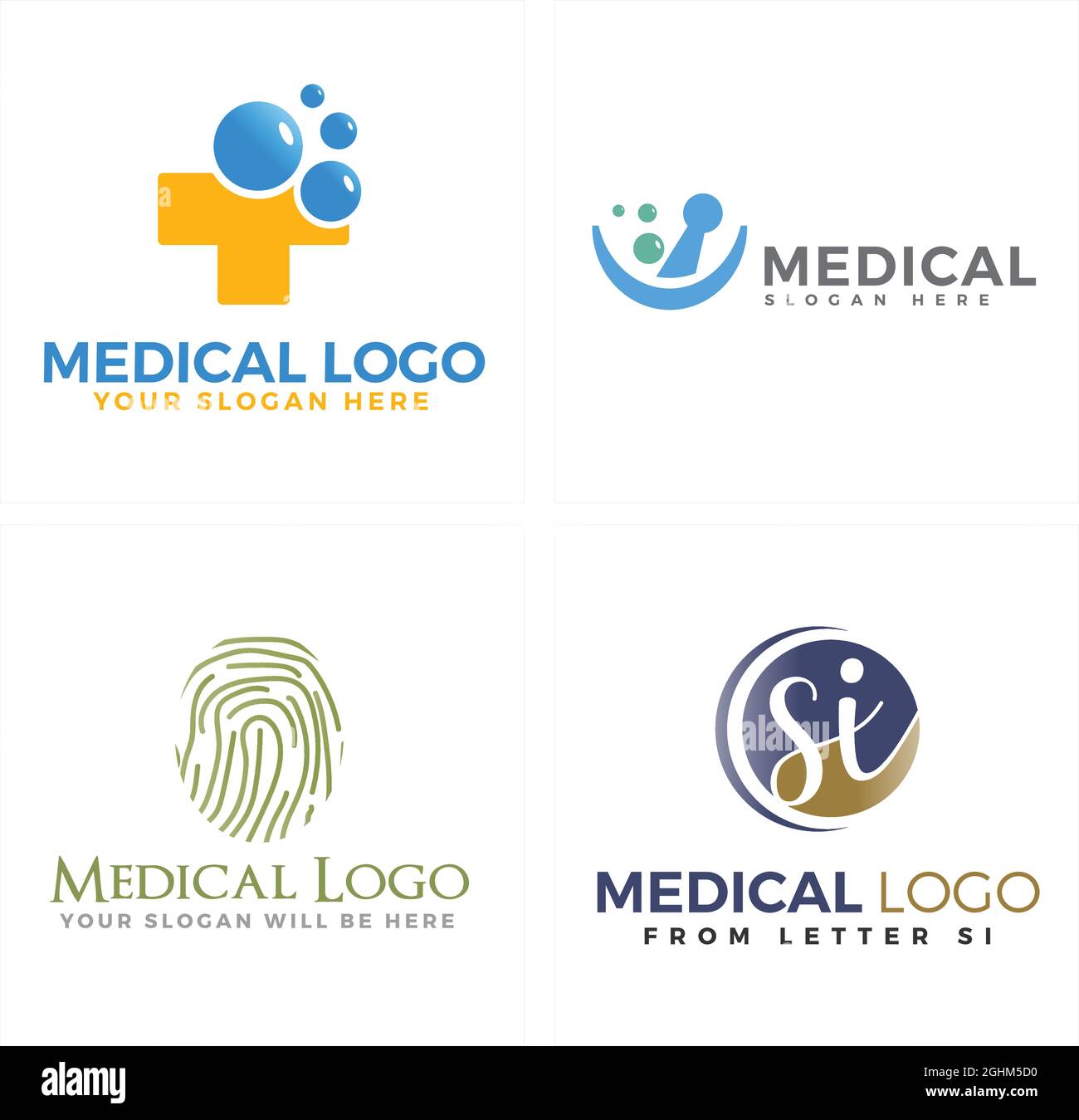 Pestello a cupola a croce per uso medico e logo con impronta digitale Illustrazione Vettoriale