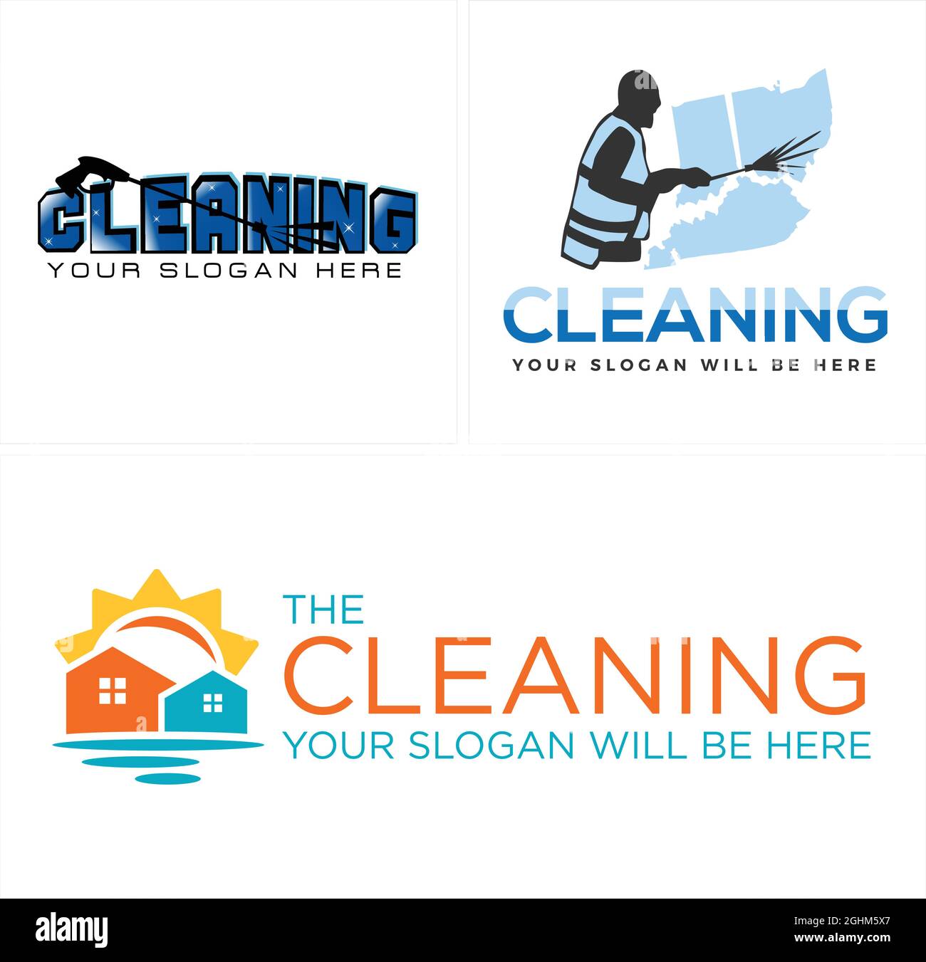 Pulizia manutenzione home service logo design Illustrazione Vettoriale