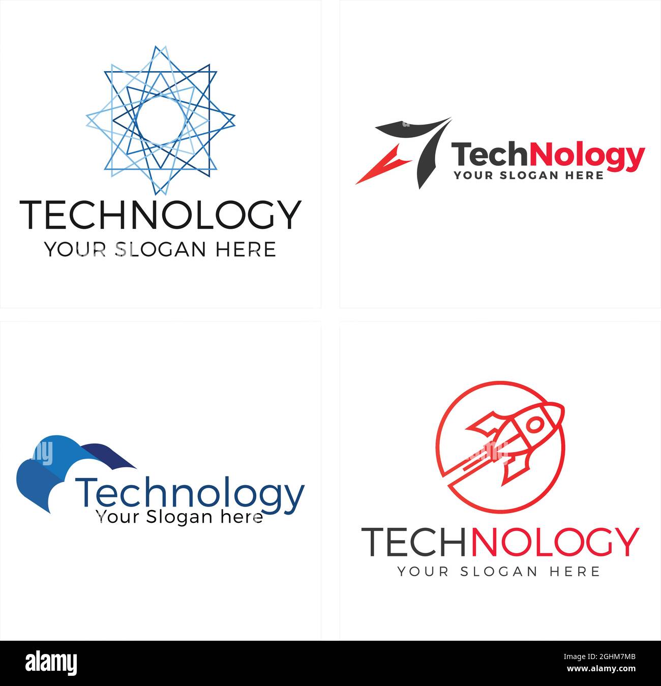 Tecnologia Rocket business web design logo Illustrazione Vettoriale