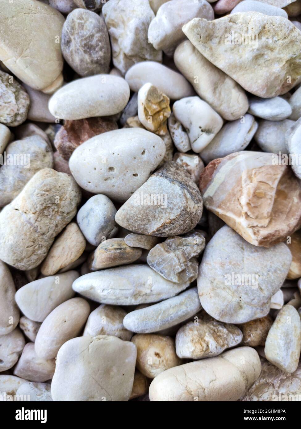 Pietra marmorea del mare Ionio spiaggia di pietra ravvicinato texture. Varie superfici rocciose in Grecia, la costa dell'isola di Lefkada Foto Stock