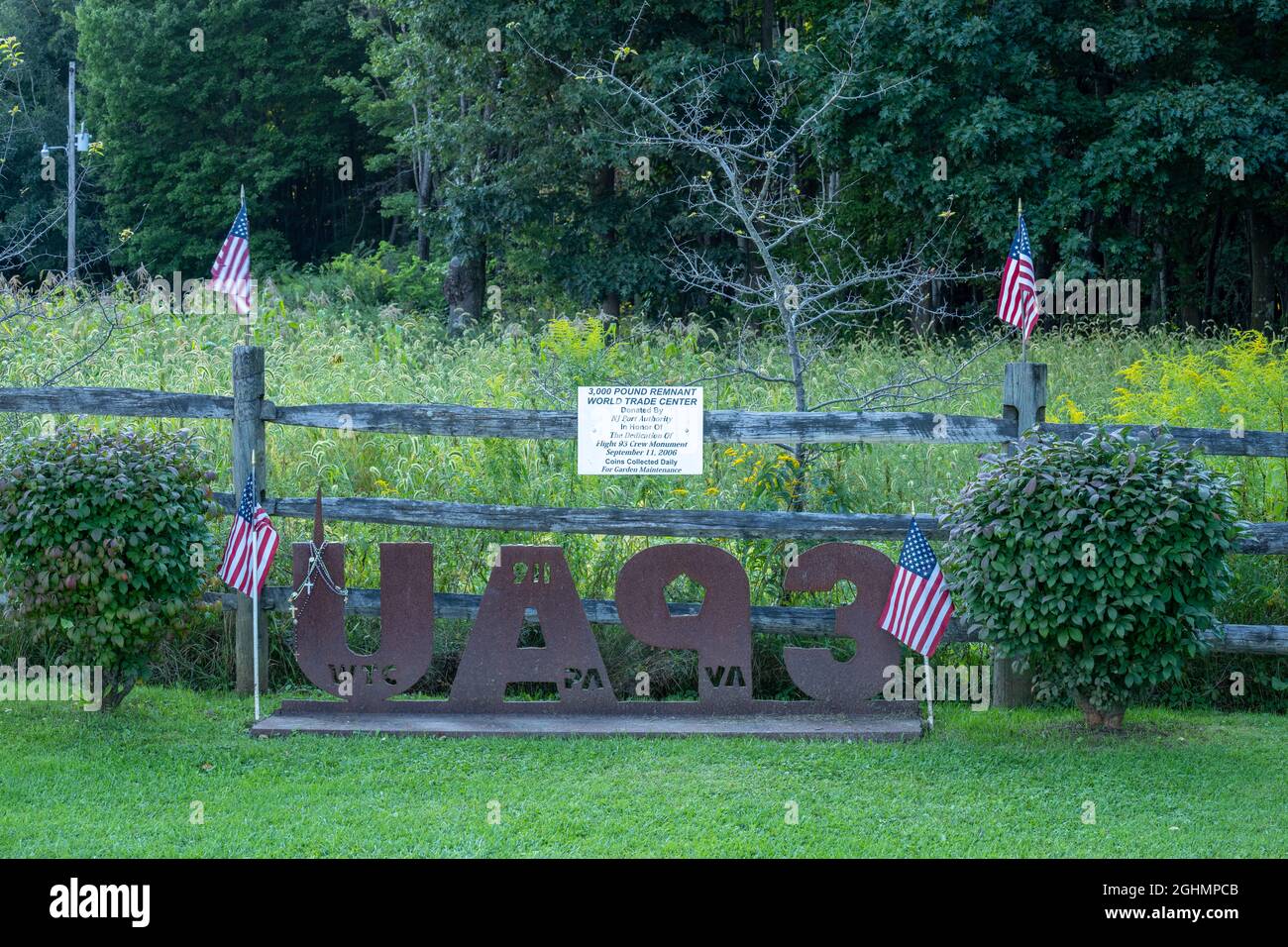 Friedens, PA - 6 settembre 2021: 3000 sterlina residuo del World Trade Center presso la Cappella commemorativa del volo 93. Foto Stock