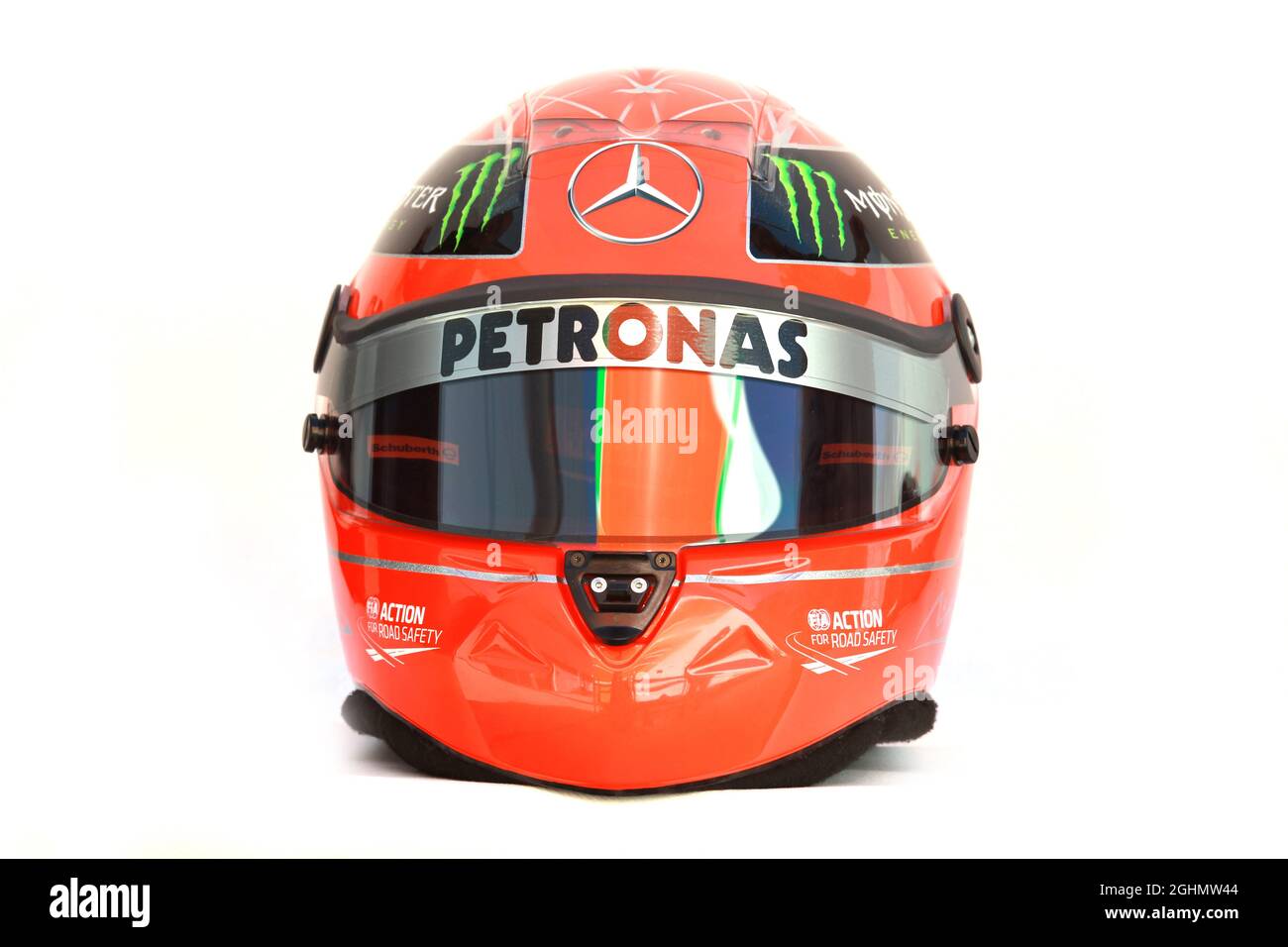 09.02.2012 Jerez, Spagna, Michael Schumacher (GER), Mercedes GP Petronas F1 Team casco Foto Stock 09.02.2012 Jerez, Spagna, Michael Schumacher (GER), Mercedes GP Petronas F1 Team casco Foto Stock