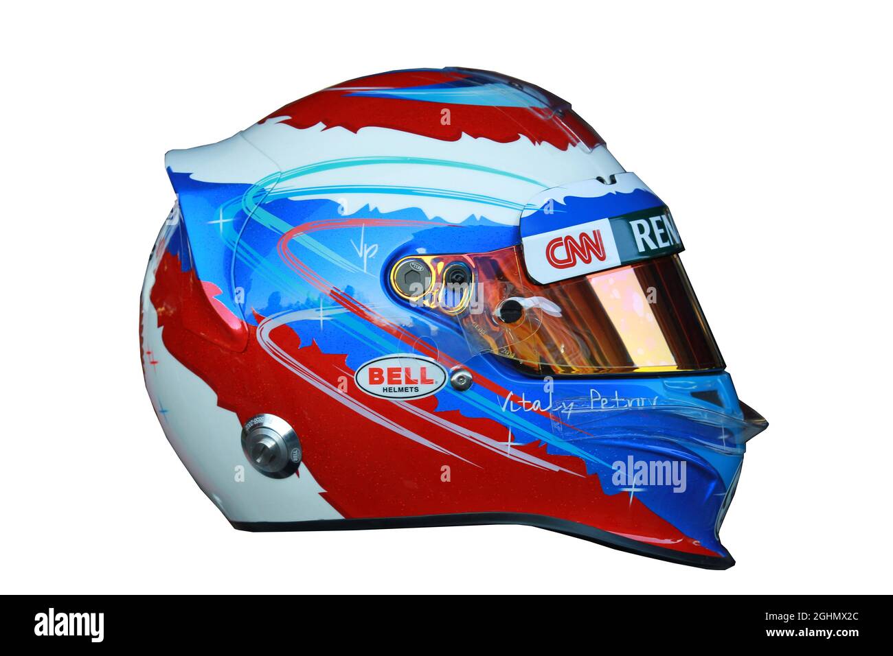 Vitaly Petrov (RUS), casco del Team Caterham F1 Foto Stock