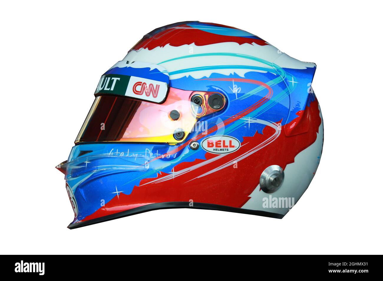 Vitaly Petrov (RUS), casco del Team Caterham F1 Foto Stock