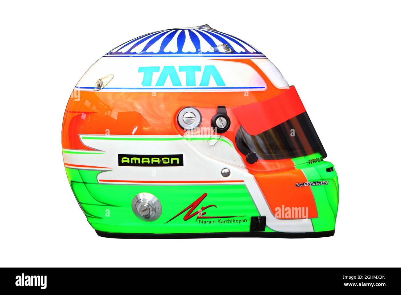 Narain Karthikeyan (IND), casco HRT del Team di Formula uno Foto Stock