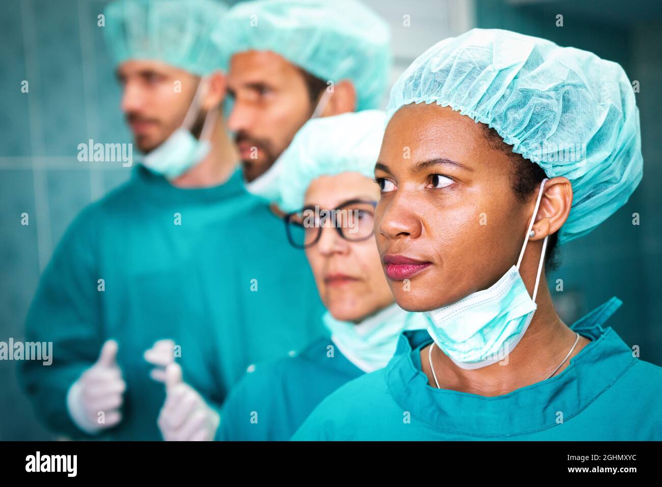 Operatori sanitari nella pandemia di Coronavirus Covid19 Foto Stock