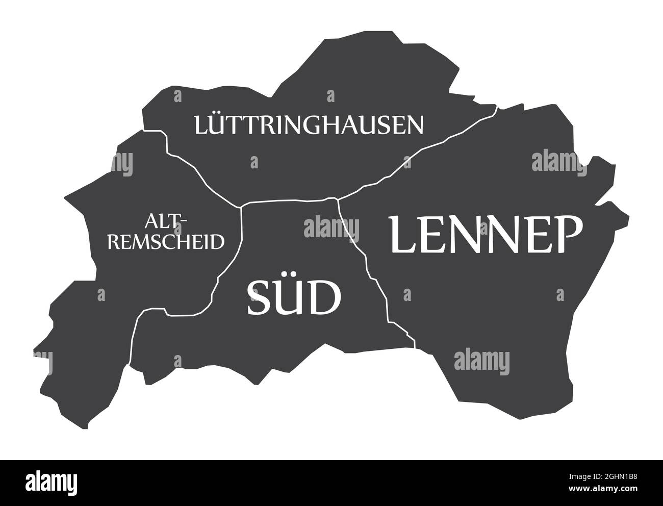 Remscheid City Map Germania DE con etichetta illustrazione nera Illustrazione Vettoriale