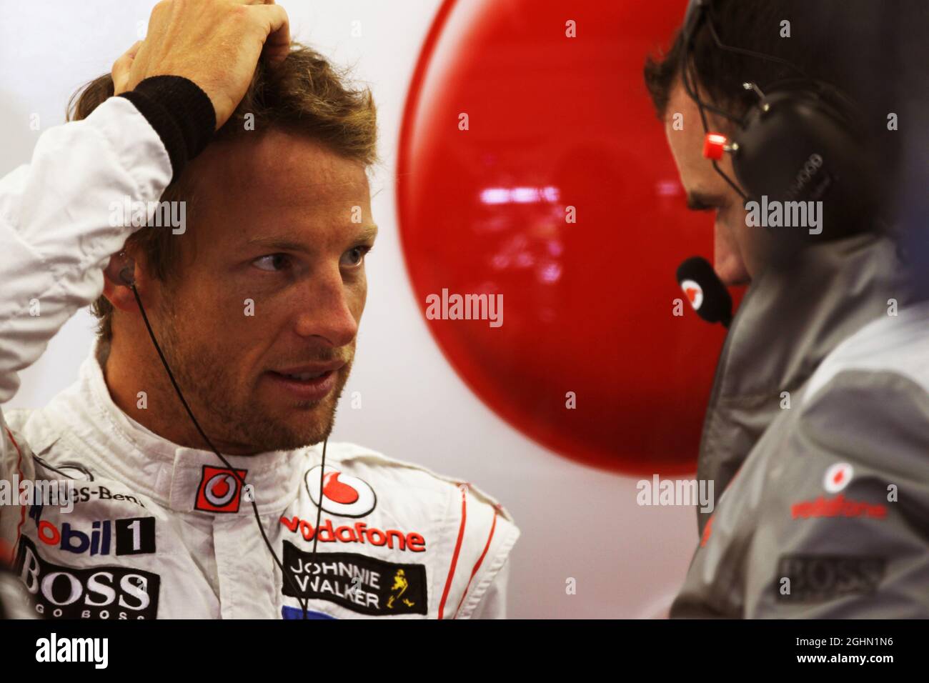 Jenson Button (GBR) McLaren. 06.07.2012. Formula 1 World Championship, Rd 9, Gran Premio di Gran Bretagna, Silverstone, Inghilterra, Giorno della pratica Foto Stock