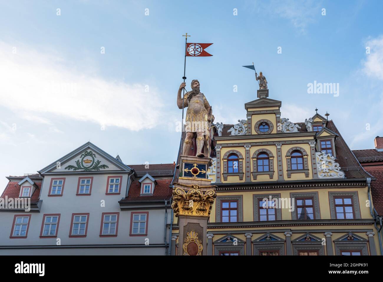 Statua romana a Fischmarkt - Erfurt, Turingia, Germania Foto Stock