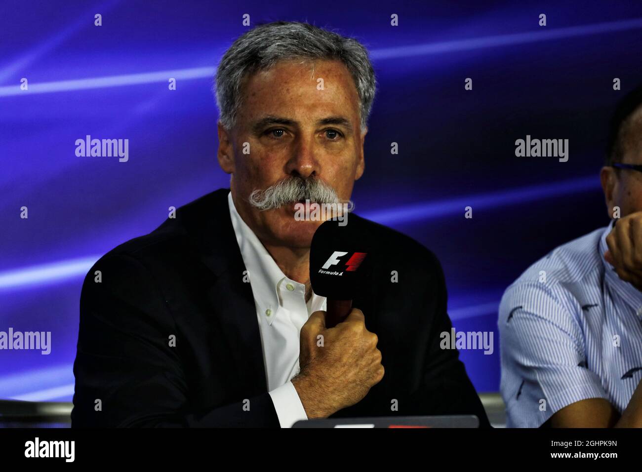 Chase Carey (USA) il Presidente del Gruppo di Formula uno annuncia un'estensione del GP di Singapore. 15.09.2017. Formula 1 World Championship, Rd 14, Singapore Grand Prix, Marina Bay Street Circuit, Singapore, Practice Day. Il credito fotografico dovrebbe essere: XPB/Press Association Images. Foto Stock