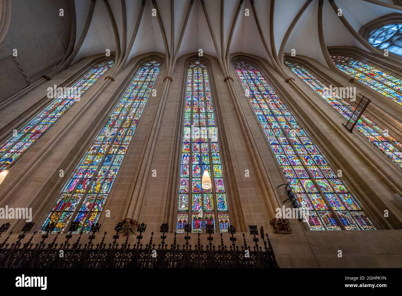 Finestre all'interno della Cattedrale di Erfurt - Erfurt, Turingia, Germania Foto Stock