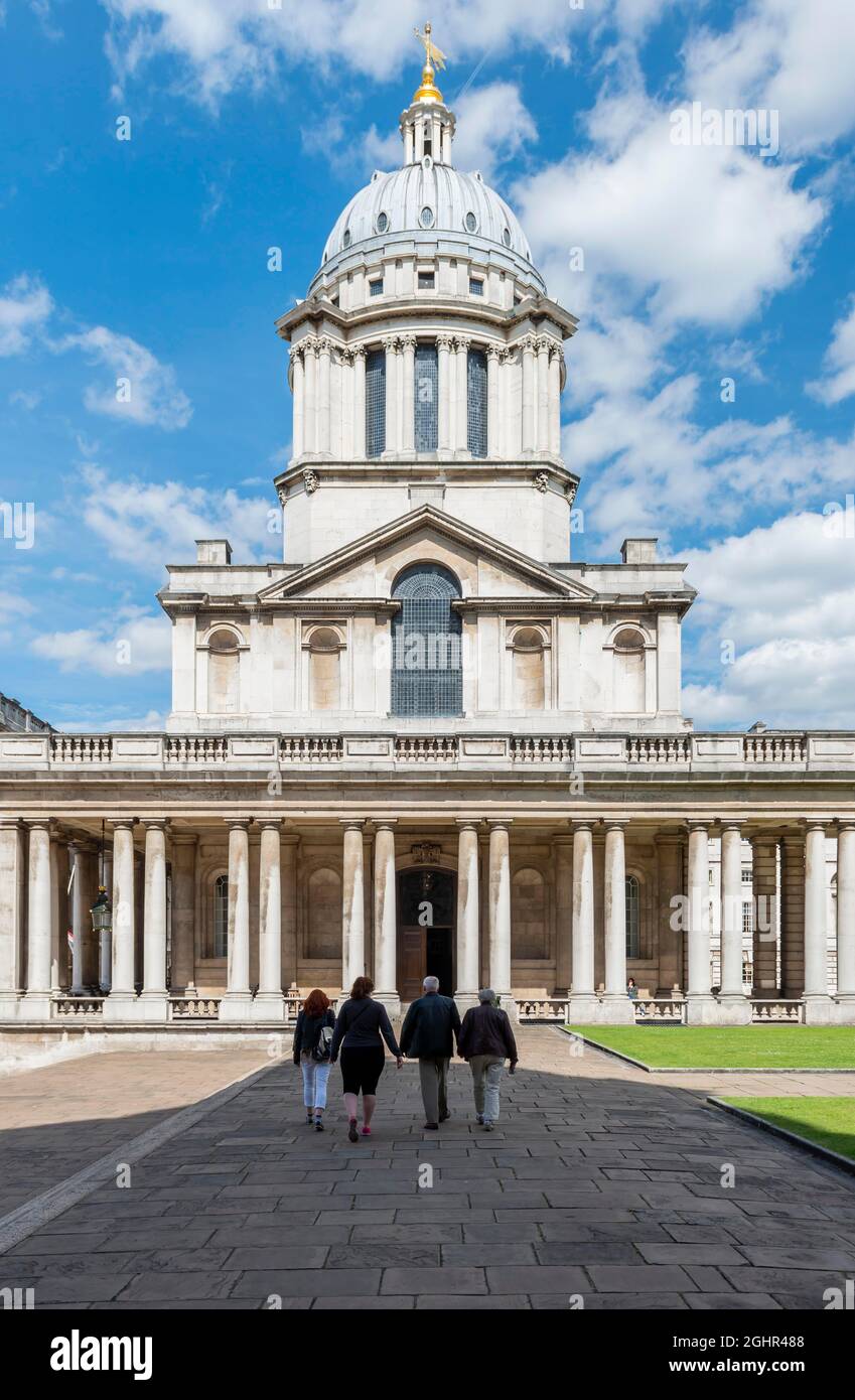 Torre dell'Old Royal Naval College, Greenwich, Londra, Londra, Inghilterra, Regno Unito Foto Stock