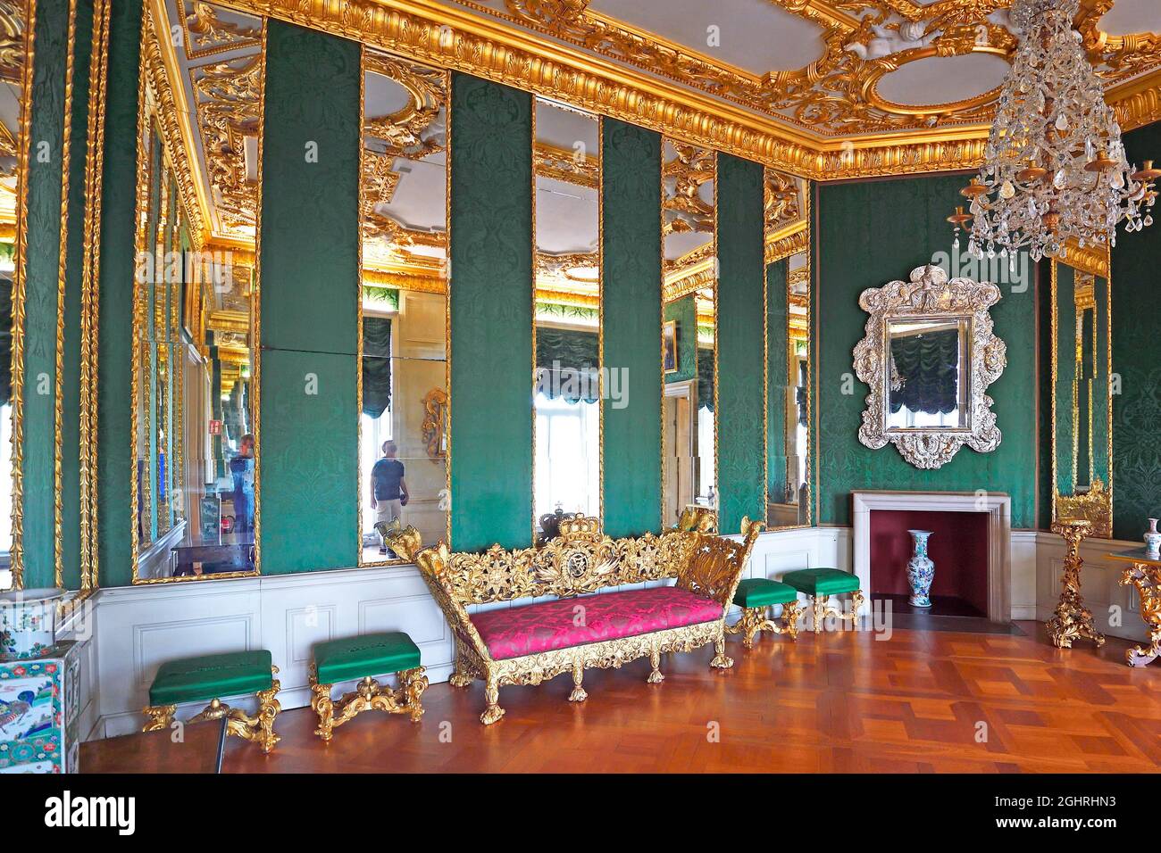 1° piano di Sophie Charlotte, camera da letto in vetro, palazzo antico, Palazzo Charlottenburg, Berlino, Germania Foto Stock