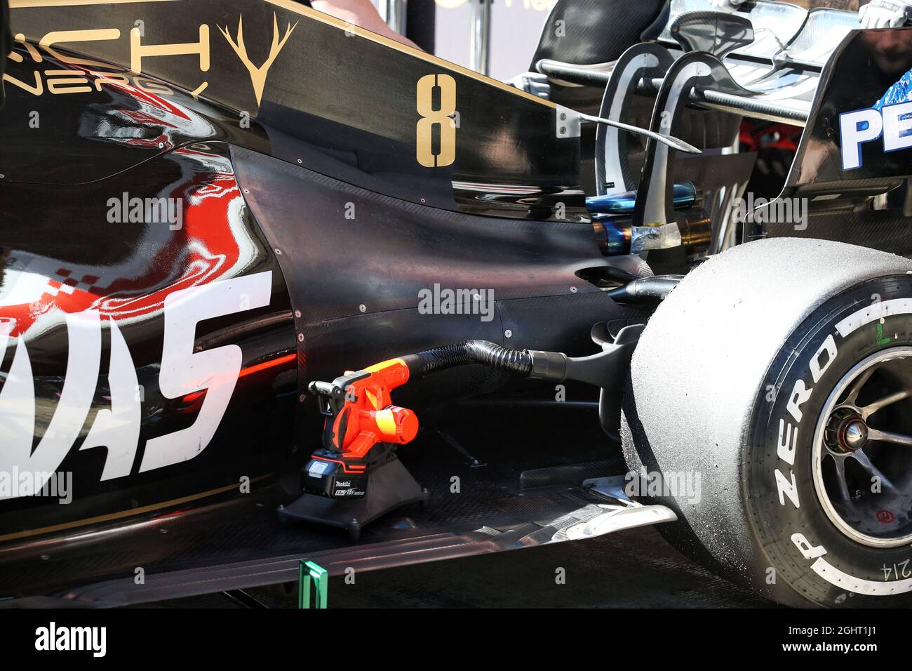 Romain Grosjean (fra) Haas F1 Team VF-19 dettaglio coprimotore. 27.02.2019. Test formula uno, giorno due, Barcellona, Spagna. Mercoledì. Il credito fotografico dovrebbe essere: XPB/Press Association Images. Foto Stock