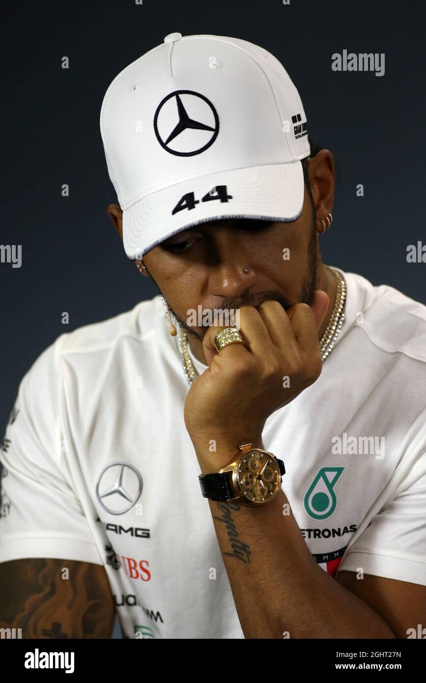 Lewis Hamilton (GBR) Mercedes AMG F1 nella FIA Press Conference. 14.03.2019. Formula 1 World Championship, Rd 1, Australian Grand Prix, Albert Park, Melbourne, Australia, giorno di preparazione. Il credito fotografico dovrebbe essere: XPB/Press Association Images. Foto Stock