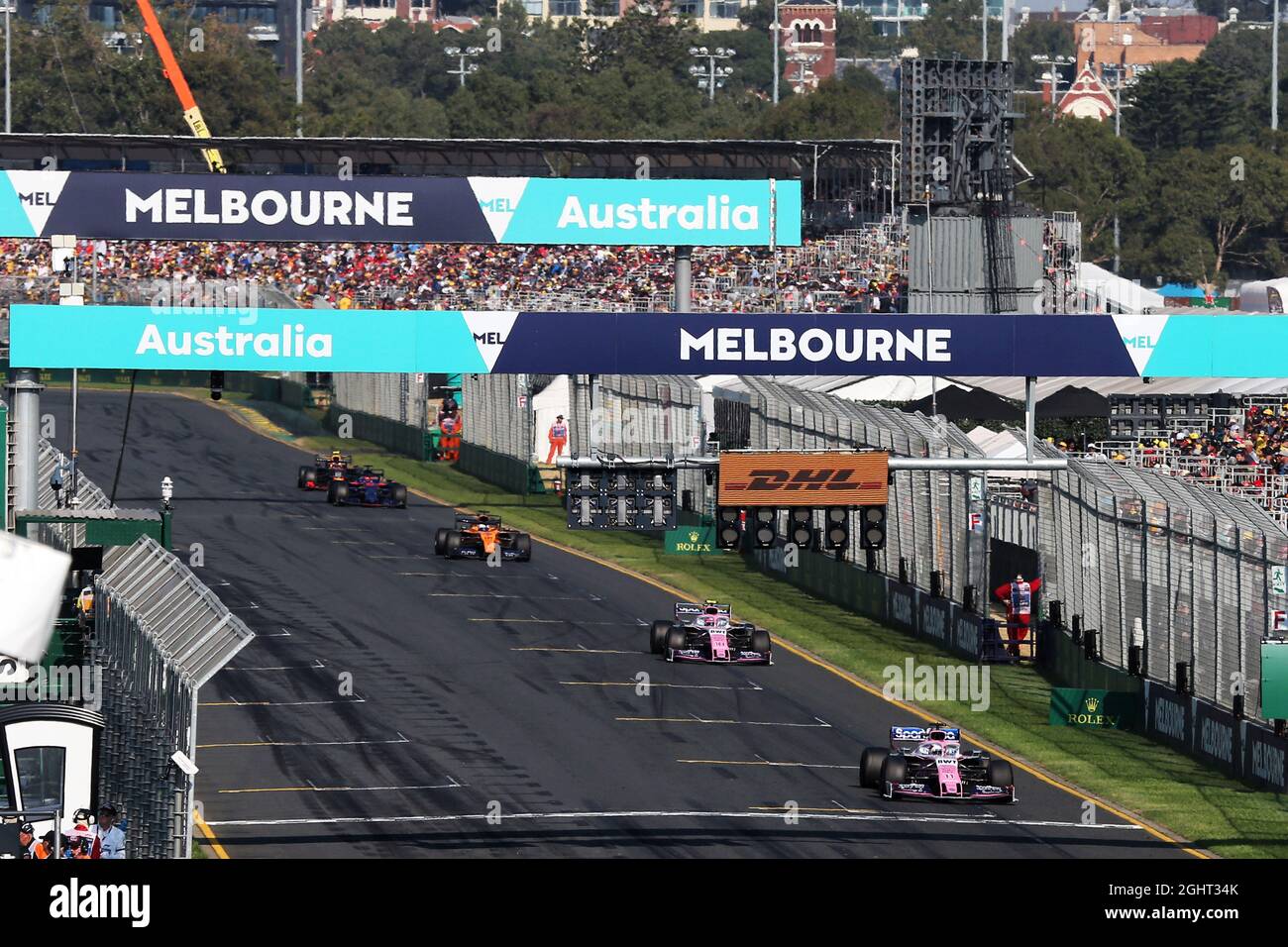 Sergio Perez (MEX) Racing Point F1 Team RP19. 17.03.2019. Formula 1 World Championship, Rd 1, Australian Grand Prix, Albert Park, Melbourne, Australia, Race Day. Il credito fotografico dovrebbe essere: XPB/Press Association Images. Foto Stock