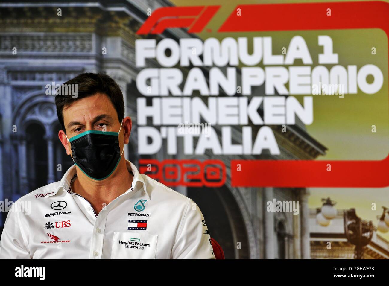 Toto Wolff (GER) Mercedes AMG F1, azionista e direttore esecutivo della FIA Press Conference. 04.09.2020. Campionato del mondo formula 1, Rd 8, Gran Premio d'Italia, Monza, Italia, Giorno della pratica. Il credito fotografico dovrebbe essere: XPB/Press Association Images. Foto Stock